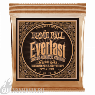 Ernie Ball P02550 Everlast Coated Phosphor Bronze Extra Light 10-50